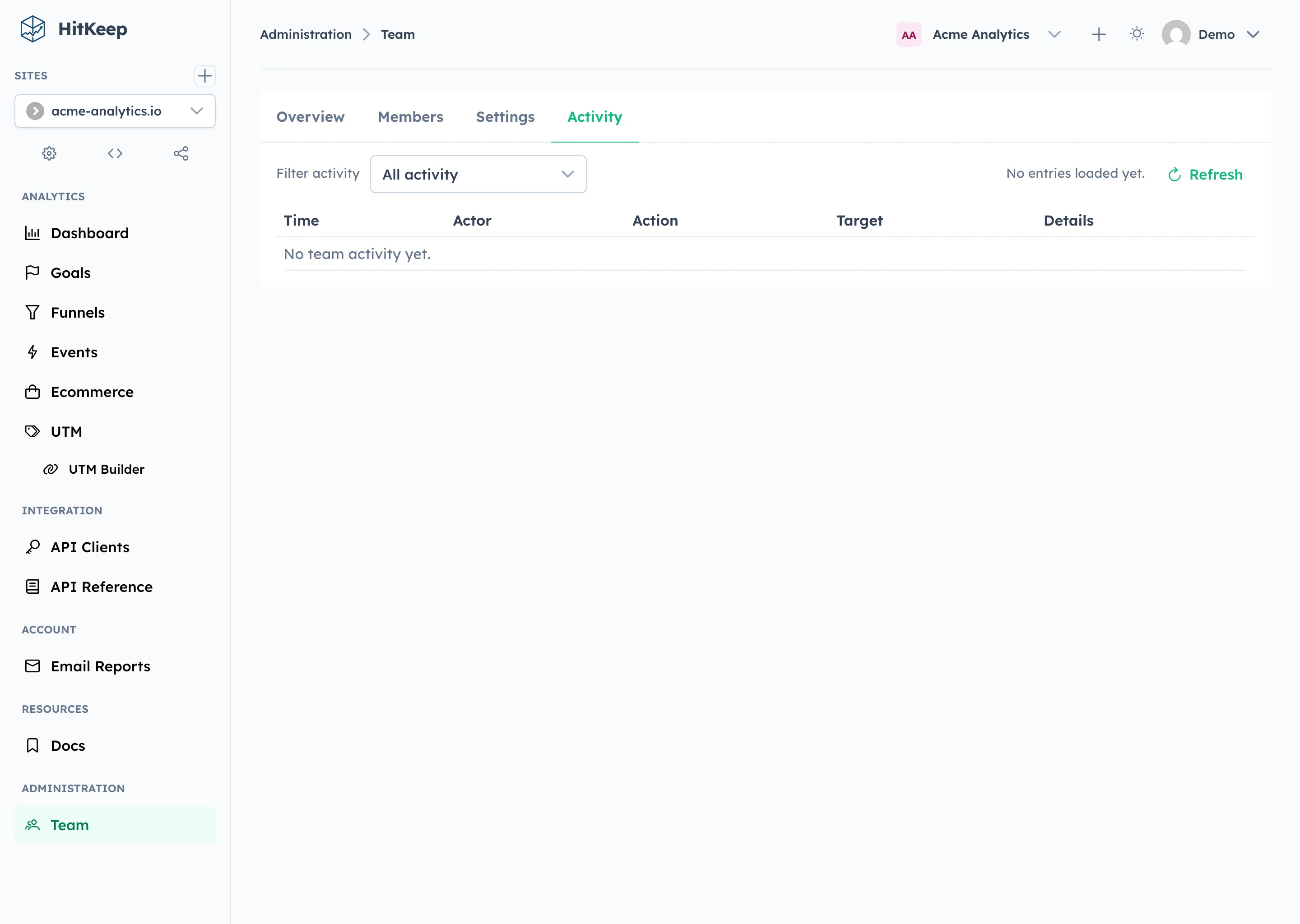 HitKeep team audit log