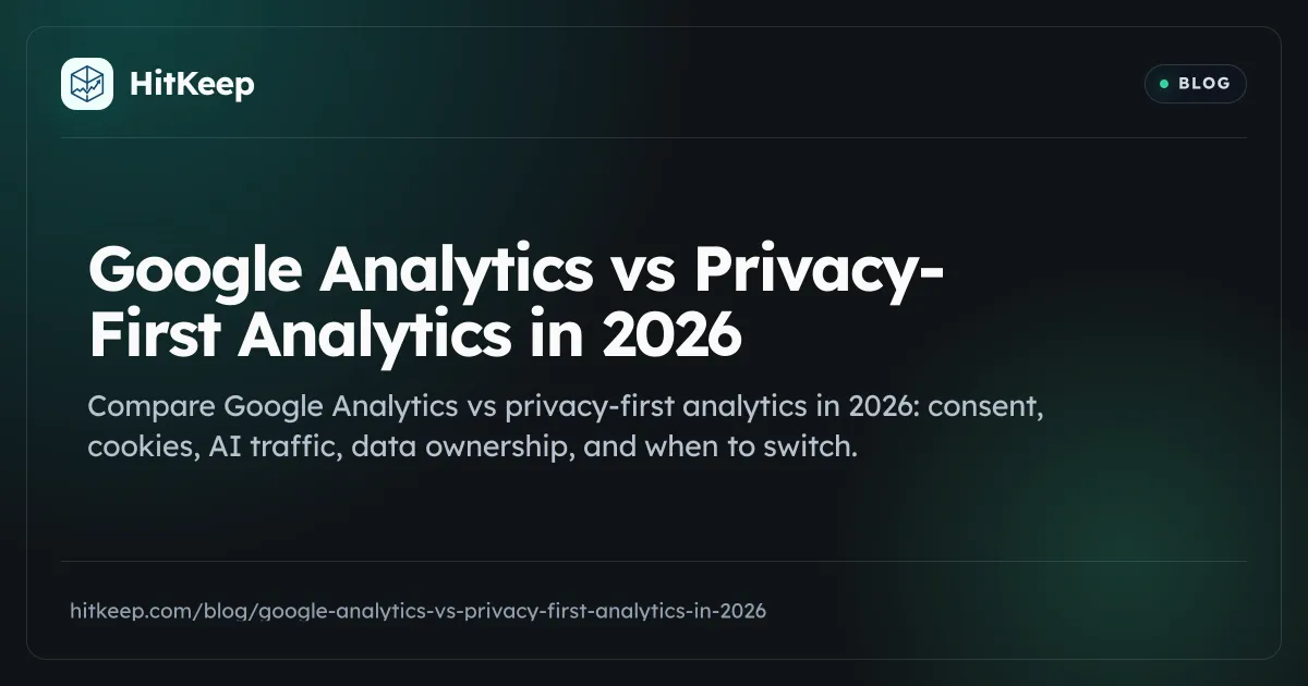 HitKeep article card: Google Analytics vs Privacy-First Analytics in 2026