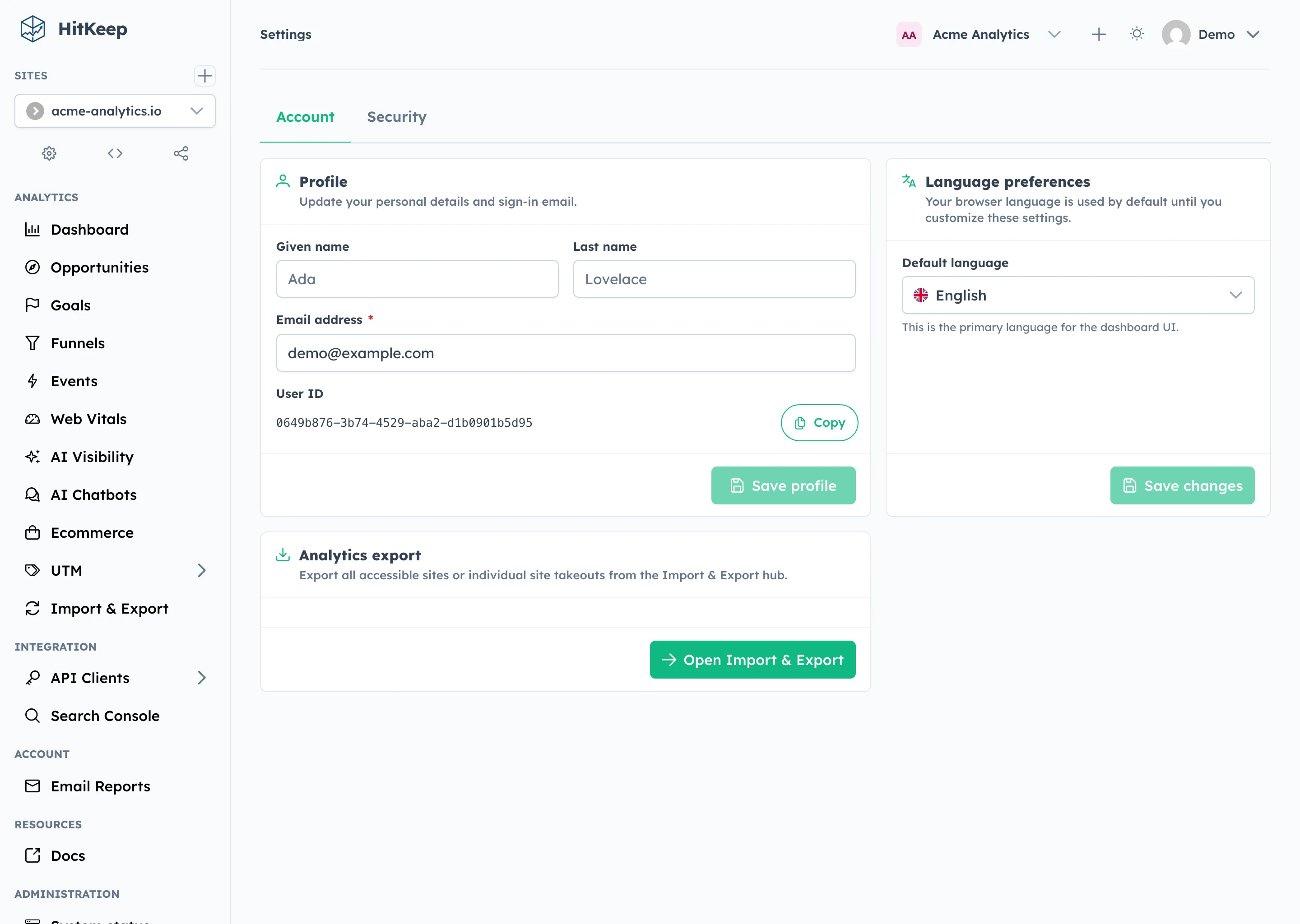 HitKeep security settings — TOTP and WebAuthn Passkey setup